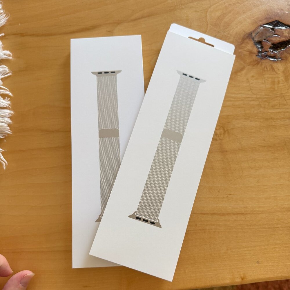 *NWT* Genuine Stainless Steel Milanese Loop Band for Apple Watch - Natural OS